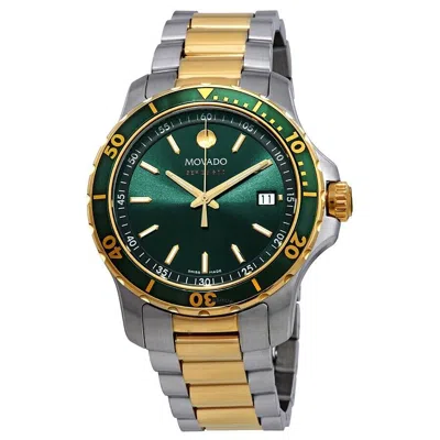 Pre-owned Movado 2600147 Series 800 Two Tone Green Dial Stainless Steel Men's Watch