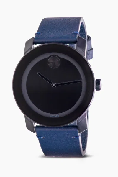 Pre-owned Movado 3600780 Bold Shimmer Blue Glitz Dial Blue Mesh Band Womens Watch In Black