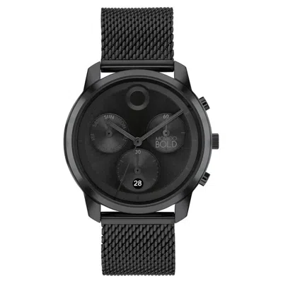 Pre-owned Movado 3601026 Black Chronograph Dial Black Mesh Stainless Bracelet Mens Watch