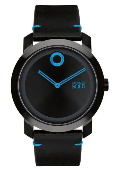 Pre-owned Movado 3601058 Trend Impulse Black Dial Black Leather Band Men's Watch
