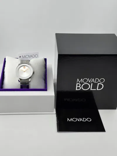 Pre-owned Movado $495 Msrp |  Women's Bold Silver Sunray Dial Swiss Watch - 3600433