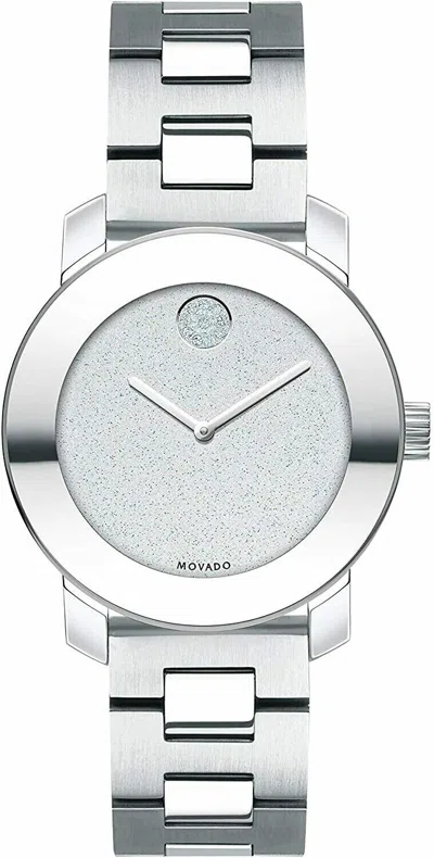 Pre-owned Movado $550 Women's  Bold Glitter 30mm Dial Stainless Steel Swiss Watch 3600568
