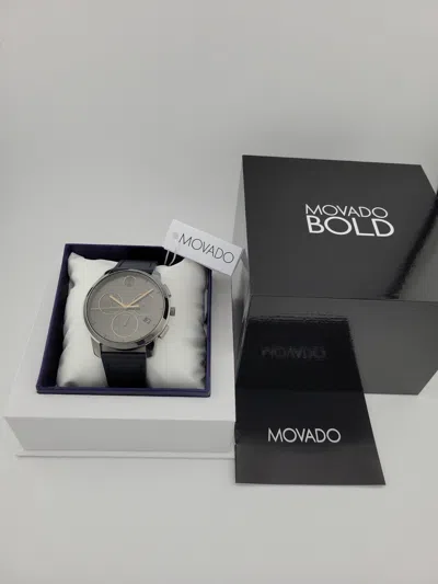 Pre-owned Movado $650 Msrp |  Bold Thin Men's Grey Dial Chronograph Watch - 3600720