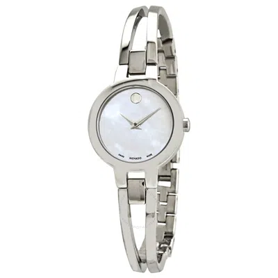 Movado Amorosa Mother Of Pearl Dial Stainless Steel Ladies Watch 0607357 In Metallic