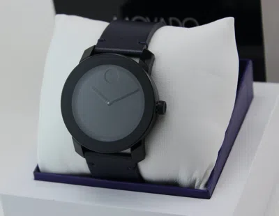 Pre-owned Movado Authentic  Bold Tr90 Trend Navy Blue Leather Black Men's 3600583 Watch