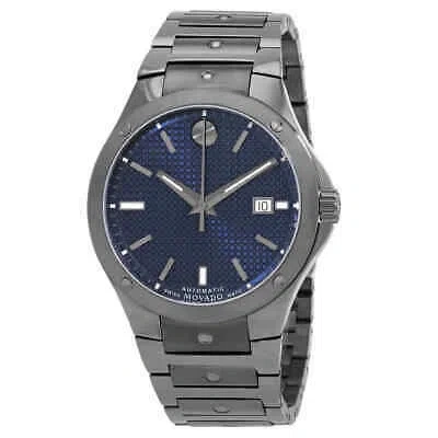 Pre-owned Movado Automatic Blue Dial Grey-plated Unisex Watch 0607553