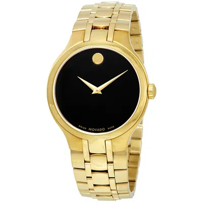Movado Black Dial Yellow Gold Pvd Watch 0607227 In Black / Gold / Gold Tone / Yellow