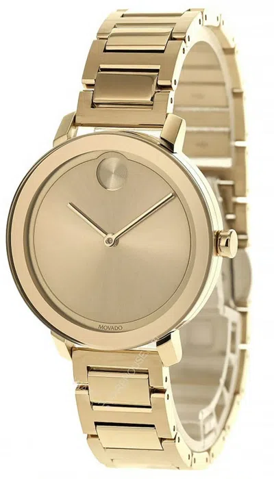 Pre-owned Movado Bold 34mm Quartz S-steel Gold Museum Dial Women's Watch 3600648