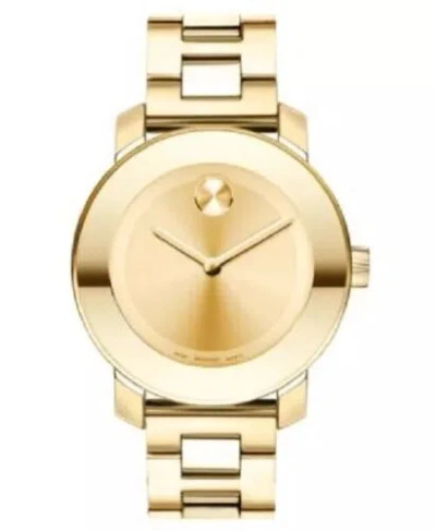 Pre-owned Movado Bold 3600085 Iconic Gold Plated Stainless Steel Women's Watch 36 Mm