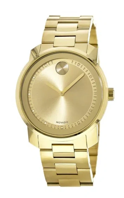 Pre-owned Movado Bold 3600258 Metals Gold Dial Stainless Steel Bracelet Band Mens Watch