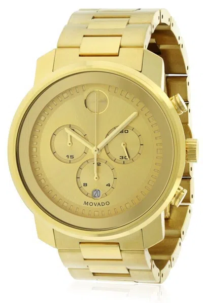 Pre-owned Movado Bold 3600278 Metals Gold Chronograph Dial Bracelet Band Mens Watch