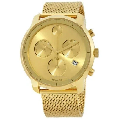 Pre-owned Movado Bold 3600372 Gold Chronograph Dial Stainless Mesh Band Men's Watch