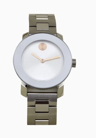 Pre-owned Movado Bold 3600433 Silver Sunray Dial Stainless Steel Women's Watch -
