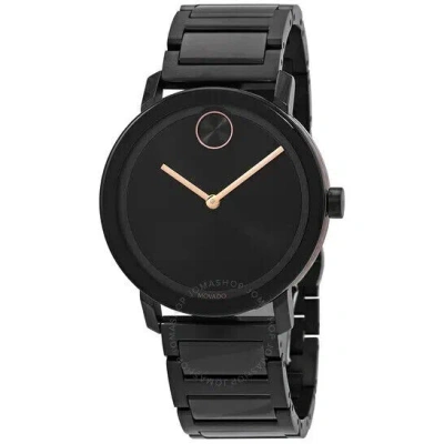 Pre-owned Movado Bold 3600752 Evolution Black Rose Gold Accent Dial Steel Mens Watch