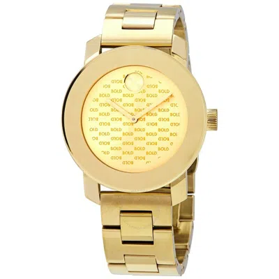 Pre-owned Movado Bold 3600824 Carnation Gold Dial Carnation Gold Bracelet Ladies Watch