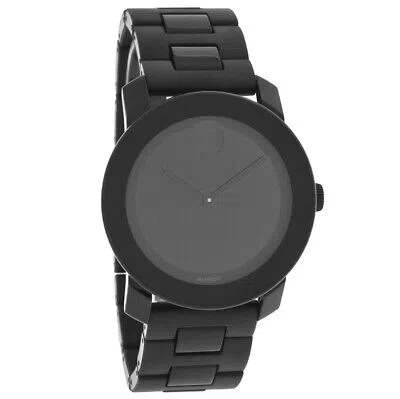Pre-owned Movado Bold 42mm Black Finish Link Bracelet Swiss Quartz Dress Watch 3600047
