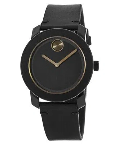 Pre-owned Movado Bold 42mm Black Leather Strap Men's Watch 3600297