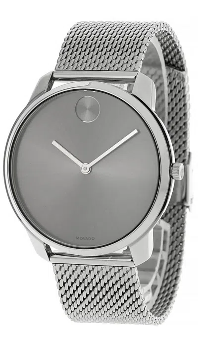 Pre-owned Movado Bold 42mm Stainless Steel Gray Dial Mesh Men's Watch 3600599