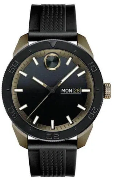 Pre-owned Movado Bold 43.5 Mm Steel Black Dial Rubber Strap Men's Watch 3600452