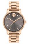 Movado Women's Bold Access Swiss Quartz Ionic Plated Carnation Gold Steel Watch 34mm In Rose Gold/ Gray
