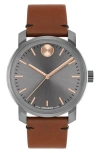 Movado Bold Access Leather Strap Watch, 41mm