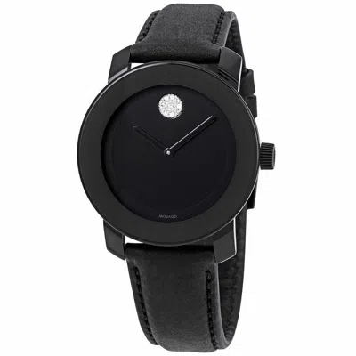 Pre-owned Movado Bold Black Dial Crystal Accents Ladies Watch 3600483
