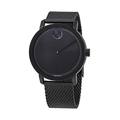 Pre-owned Movado Bold Black Dial Men's Stainless Steel Mesh Watch 3600562