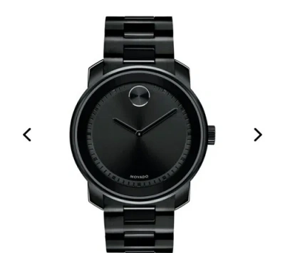 Pre-owned Movado Bold Black Dial Stainless Steel Bracelet Men's Watch 3600467