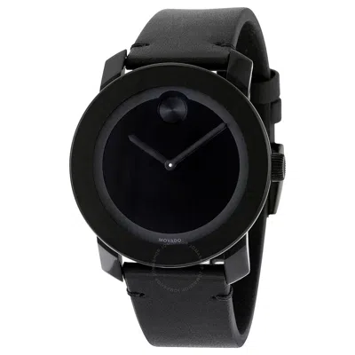 Movado Bold Black Museum Dial Black Leather Unisex Watch 3600306