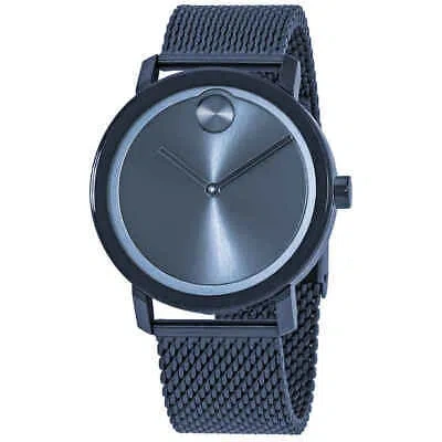 Pre-owned Movado Bold Blue Dial Men's Mesh Watch 3600610