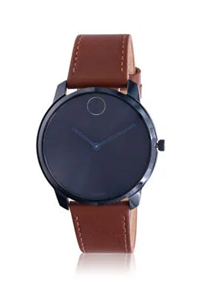 Pre-owned Movado Bold Brown Leather Mens Watch 3600585