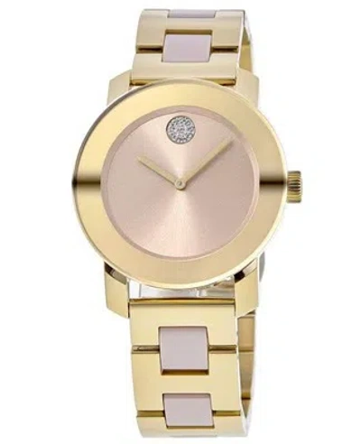 Pre-owned Movado Bold Ceramic Pale Yellow Gold Tone Women's Watch 3600800
