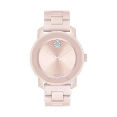 Pre-owned Movado Bold Ceramic Pink Dial Woman's Swiss Watch 3600804