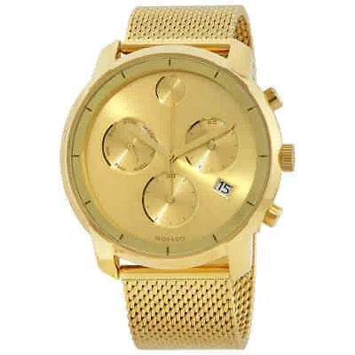 Pre-owned Movado Bold Chronograph Gold Dial Men's Watch 3600372