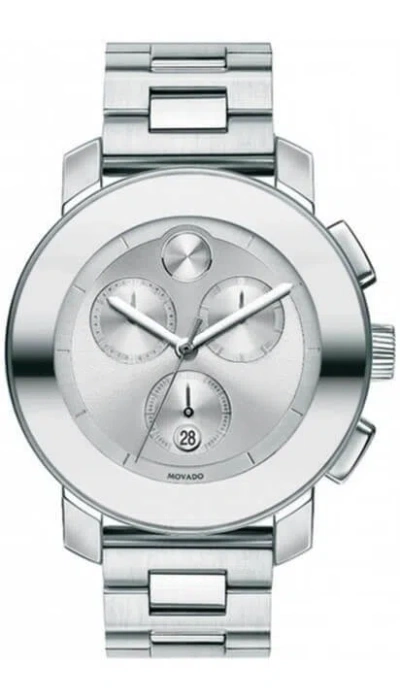 Pre-owned Movado Bold Chronograph Mirror Bezel Silver Dial Men's Watch 3600147