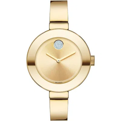 Movado Bold Yellow Gold Ion-plated Stainless Steel Bangle Watch In Black Yellow