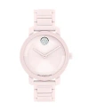 Movado Women's Swiss Bold Evolution 2.0 Blush Ceramic Bracelet Watch 34mm In Pink