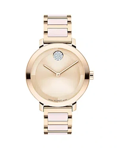 Movado Women's Bold Evolution 2.0 Rose-goldtone Stainless Steel, Ceramic & Crystal Bracelet Watch/34mm In Rose Gold