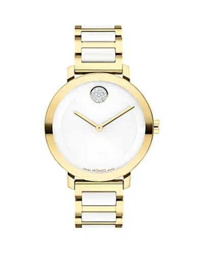 Movado Women's Bold Evolution Goldtone Stainless Steel, Ceramic & Crystal Bracelet Watch/34mm In Yellow Gold