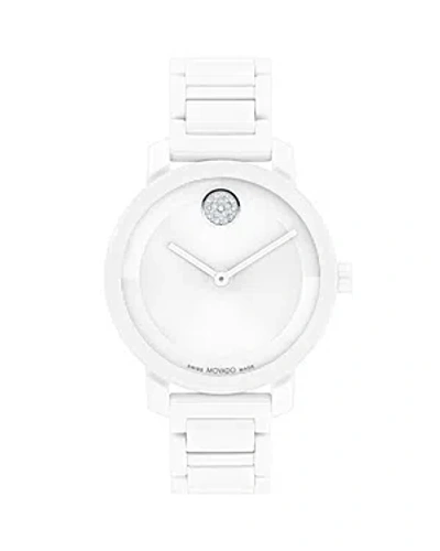 Movado Women's Swiss Bold Evolution 2.0 White Ceramic Bracelet Watch 34mm