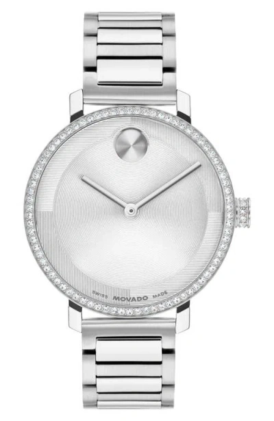 Movado Bold Evolution 2.0 Crystal-embellished 34mm Watch In Silver