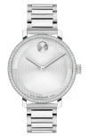 Movado Bold Evolution 2.0 Crystal-embellished 34mm Watch In Silver