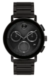 Movado Bold Evolution Black Chronograph Dial Steel Men's Watch 3600684 In Black