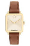 Movado Bold Evolution 2.0 Leather Strap Watch, 34mm In Gold