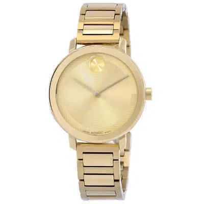 Pre-owned Movado Bold Evolution 2.0 Quartz Gold Dial Ladies Watch 3601104
