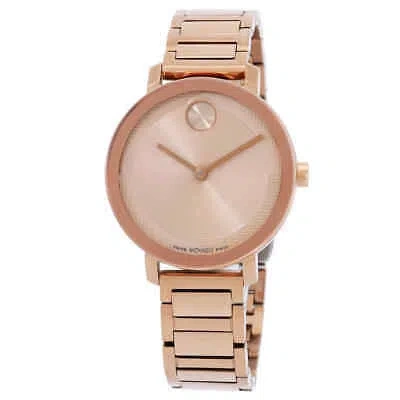 Pre-owned Movado Bold Evolution 2.0 Quartz Rose Gold Dial Ladies Watch 3601142