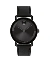 Movado Bold Evolution Quartz Black Dial Leather Strap Men's Watch 3601123 In Black