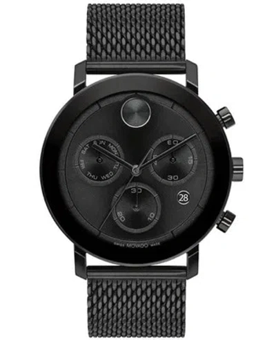 Pre-owned Movado Bold Evolution Black Steel Chronograph Men's Watch 3600810