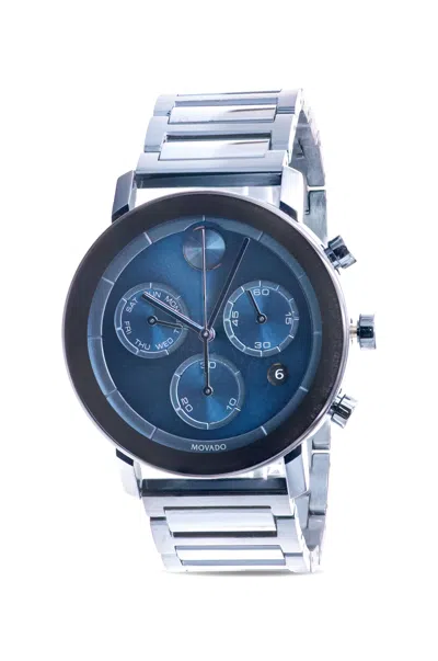 Pre-owned Movado Bold Evolution Blue Stainless Steel Mens Watch 3600683