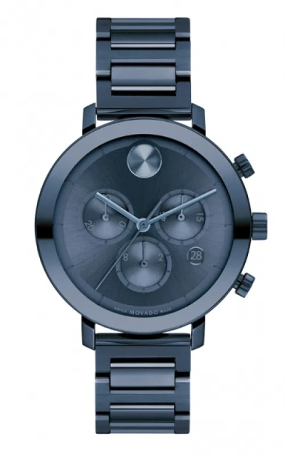 Pre-owned Movado Bold Evolution Blue Stainless Steel Women's 38mm Watch 3600790